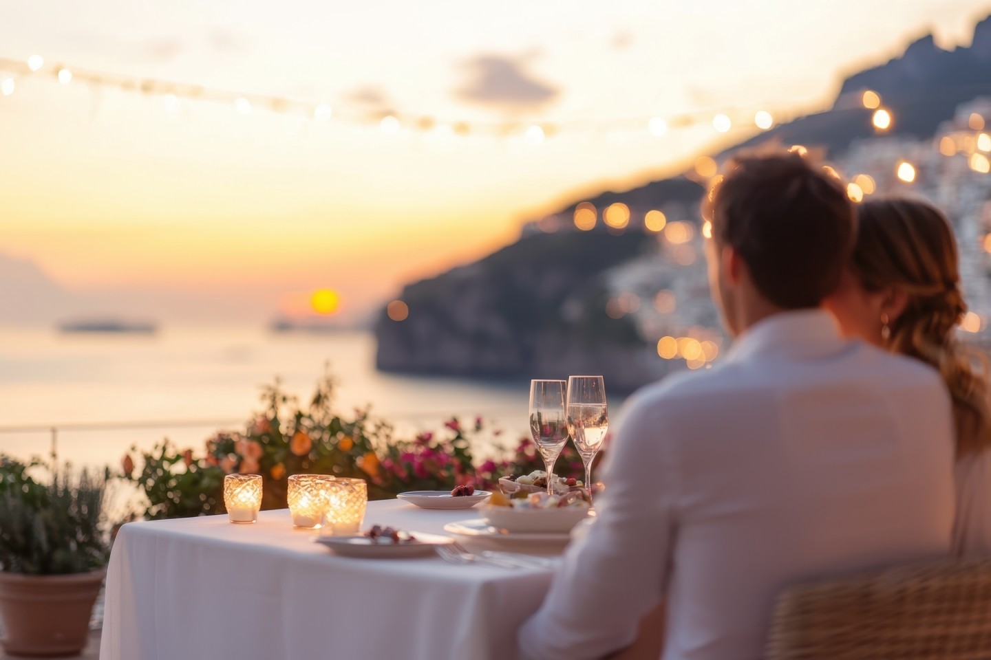 Cena a lume di candela con vista sulla costiera Amalfitana